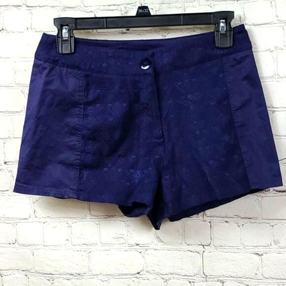 Francesca's Alya Shimmer Navy Embroidered Shorts Small 2/4 Bohemian Crochet Blue - Picture 1 of 8
